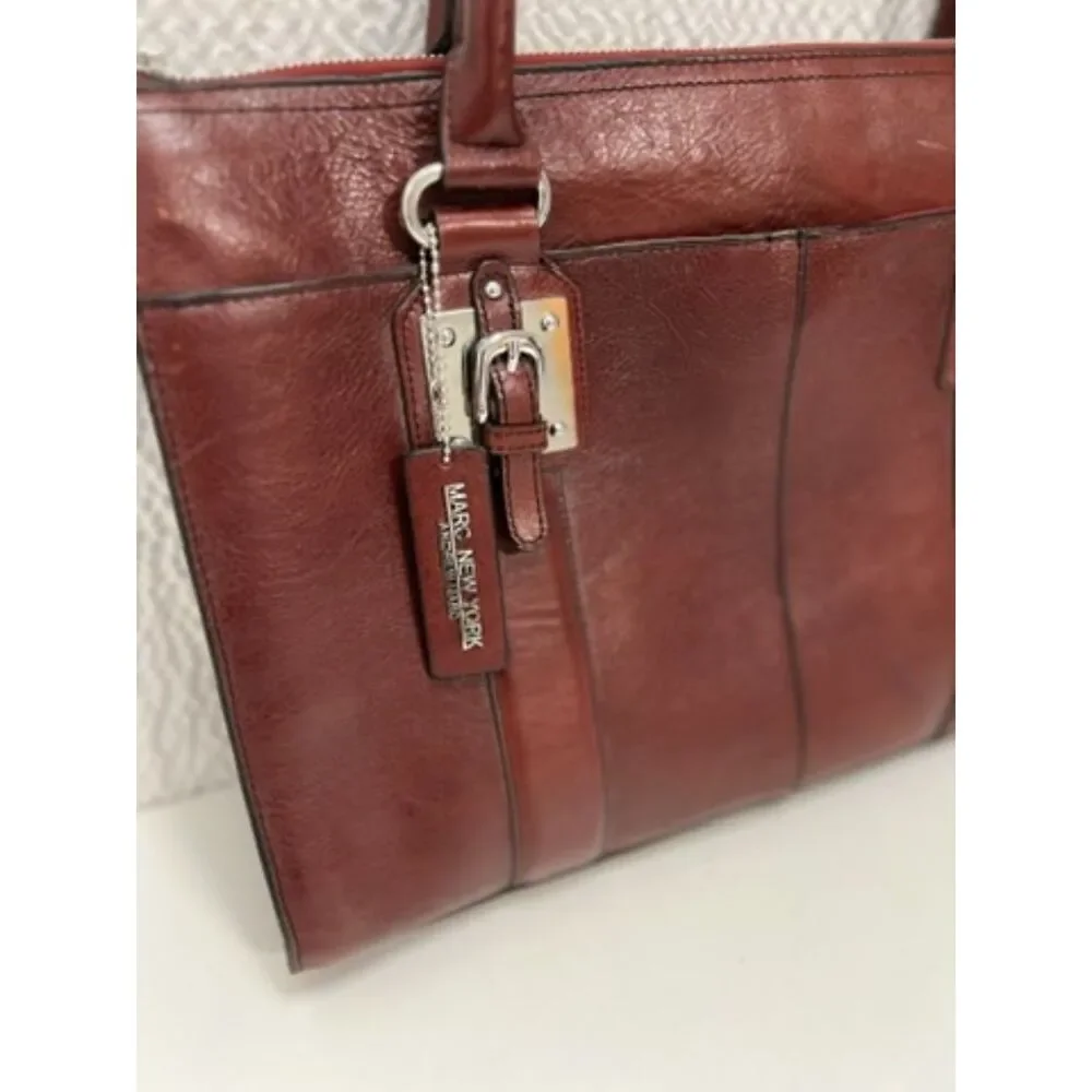 Marc New York Burgundy Executive Leather Laptop Tote/Briefcase